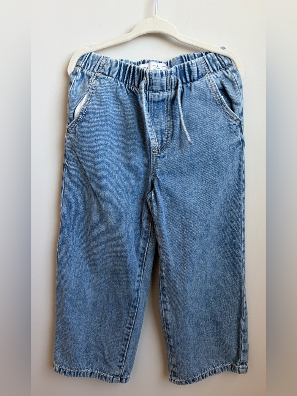 Zara Light Wash Elastic Waist Denim Jeans